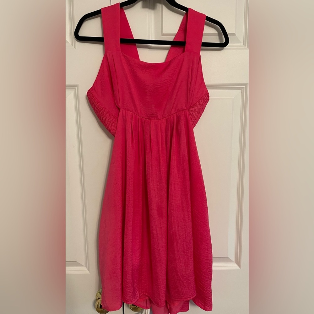 197. NWT Davi & Dani Pink Bandeau Cutout Side Maxi Dress w/Pockets, Sz Large TTS
